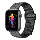 INTENY Sport Band Compatible with Apple Watch 44mm, Soft Lightweight Breathable Nylon Sport Loop, Strap Replacement for iWatch Series 4, Series 3, Series 2, Series 1 (Black Nike, 44mm)