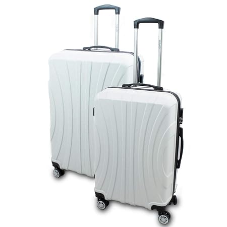 Kofferset L + XL 2-teilig Reisekoffer Trolley Hartschalenkoffer ABS Teleskopgriff Modell Strike (Weiß)