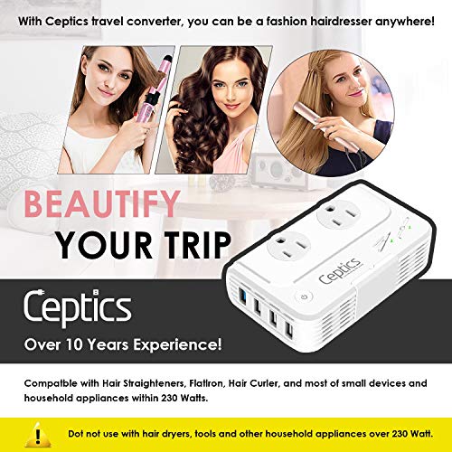 Israel, Jordan Voltage Converter by Ceptics, Convert 220 V to 110V for