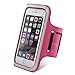 MoKo Phone Armband, Water Resistant Running Cell Phone Armband with Key Holder Adjustable Band Compitable with iPhone 11 Pro, X, Xs, 8, 7, 6, 6s, 5s, 5c, SE, 5, 4S,4 for Walking Fitness, Magenta