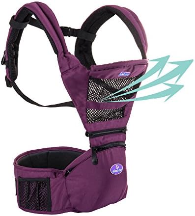 Mesh Baby Carrier Purple Hipseat - 2017 New Design 6 Carrying Positions Child Carrier Backpack for Infants and Toddlers 7.7-44lbs(3-36 Months), New Dads and Mums