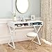 Tangkula White Desk with Storage, Makeup Vanity Table for Bedroom, Multifunctional Study Table with 2 Storage Compartments, Writing Desk for Home Office