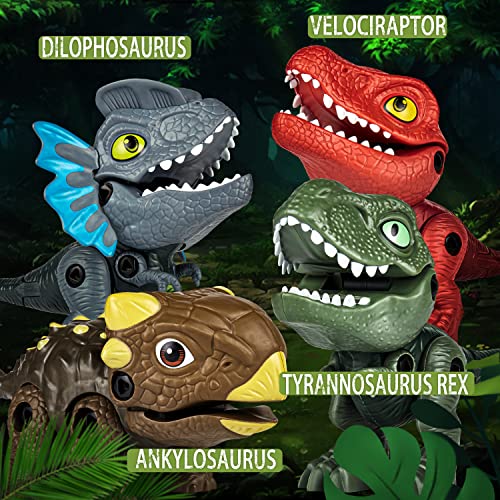 Minxuan Kids Dinosaur Toys for 3 4 5 6 7，4 Dinos Dinosaur Learning Toys