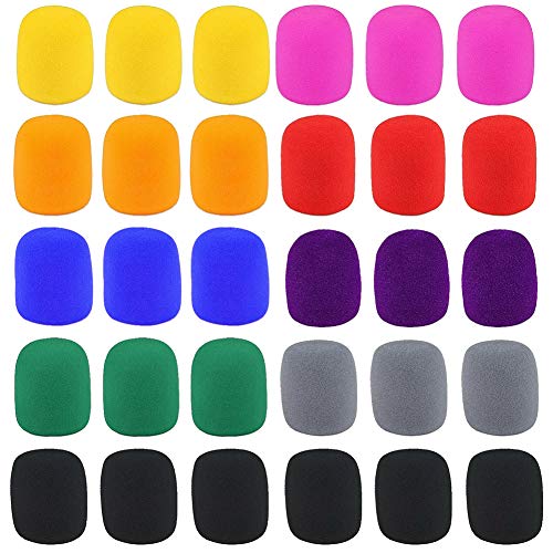 Microphone Windscreen Foam Cover 30 Pack Handheld Stage Mic Cover Foam Set,9 Color - Thumbnail 7