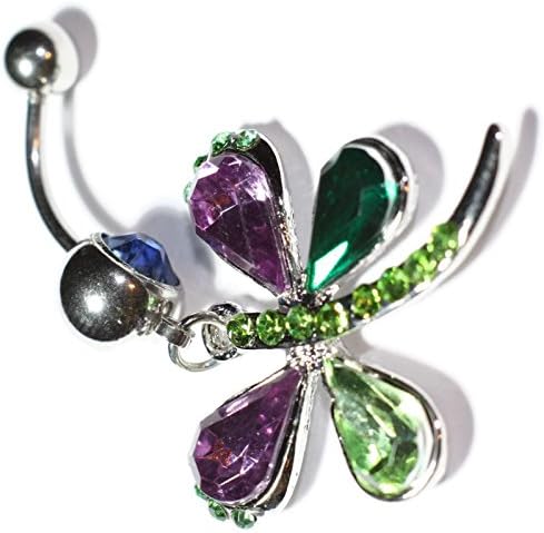 Rhinestone Crystal Butterfly Dangle Navel Ring Body Piercing Jewelry