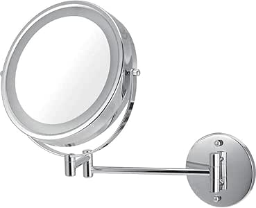 LLLTONG Espejo De Baño De 8.5 Pulgadas con Luz Led, Espejo De Baño