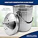 FLYISI Odorless Compost Bucket - Countertop Compost Bucket for Kitchens - 1.3 Gallon Stainless-Steel Indoor Compost Bucket with Carrying Handle - Odor Free Waste Bin with 2 Included Charcoal Filters