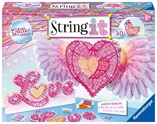Ravensburger String it Maxi: 3D Heart, String Art Bastelset für Kinder ab 8 Jahren, Kreative Fadenbilder basteln, mit Glitter-Effekt – Bild 3