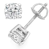 2.00 Carat Total 925 Sterling Silver Platinum Finish (Screw Post) Backing
