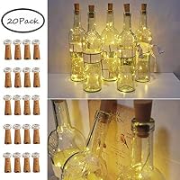 20 Pack 10 LED Wine Bottle Cork Lights, Fairy Mini String Lights Copper Wire, Battery Operated Starry Lights for DIY, Christmas, Halloween, Wedding, Party, Indoor&Outdoor (20 Pack-10 LED, Warm White)