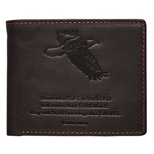 Brown Genuine Leather Wallet - Isaiah 40:31