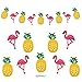 Keklle Flamingo Pineapple Tropical Leaves Banner Garland For Room Decoration Luau Hawaiian Summer Beach Party Supplies, 2 Pack