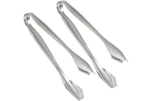 CONGARTENO 2pcs Stainless Steel Ice Cube Clip Tongs for Party Cafe Bar Home Sugar Serving Tool