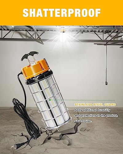 JC-LGL LED Temporary Work Light 250W, Construction Lights 5000K 30,000lm Outdoor Job Site Lighting 10ft Cord IP65 Dust Waterproof Hanging Lighting