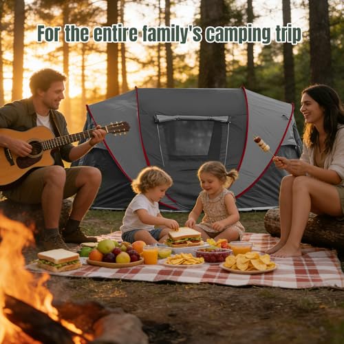Camping Tent, Pop Up Tent, 4-5 People, Automatic Pitch Tent in 3 Seconds, Throwing Tents, Waterproof Sun Protection, Family Tent, Portable Lightweight Dome Tent for Outdoor Camping