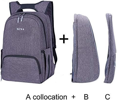 XQXA Diaper Bag Multi-Function Waterproof Travel Backpack Nappy Bags For Baby Care, Stylish And Durable,Large Capacity,Combinations Can Be Used As a Fashion Or Business Backpack (Grey A + B +C)