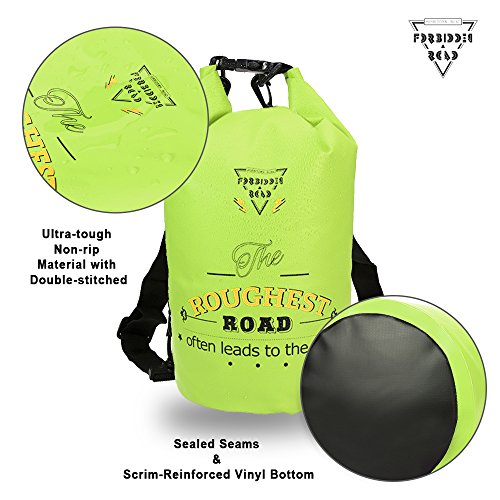 Forbidden Road 5L 10L 15L Waterproof Dry Bag (8 Colors) Dry Sack Roll Top Dry Compression Sack Keeps Gear Dry for Kayaking Boating Camping Canoeing Fishing Skiing Snowboarding (Green, 20L) - Thumbnail 2