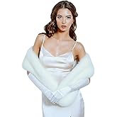 Chicingyou Women's Faux Fur Shawl with Stretchy Satin Glove Collar scarf Winter Warm Shrug for Wedding Dress Party Coat