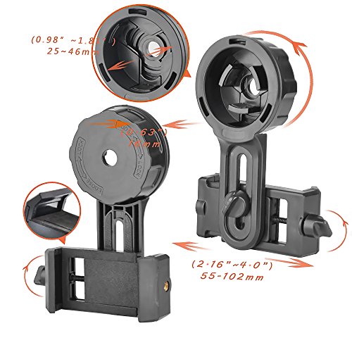 Landove Universal Cell Phone Smartphone Quick Photography Adapter Mount Connector for Telescope Binoculars Monocular Spotting Scope Microscope & and with Cell Mobile Phone (Wire Shutter) - Thumbnail 2