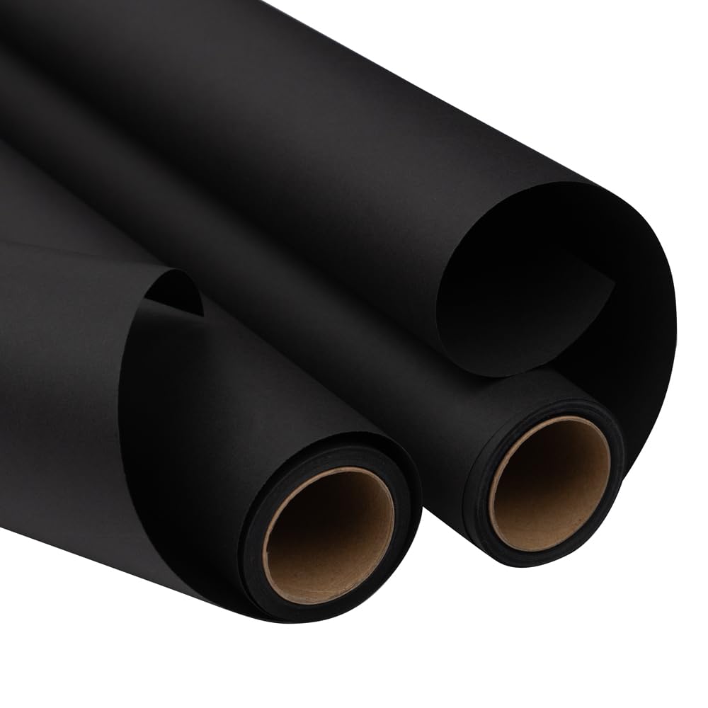 JAM PAPER Gift Wrap - Matte Wrapping Paper - 2.32 Sq M - Matte Black - 2/Pack
