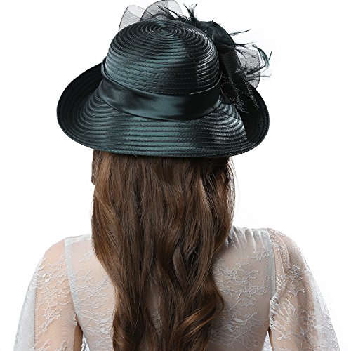 Original One Women's Cloche Bowler Hats KDC1701 for Kentucky Derby Day, Church, Wedding, Tea Party and More Formal Occasion (Dark Green)