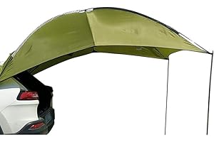 MAGNITT Versatility Teardrop Awning for SUV RVing,Car Camping,Easy-Out Self Standing Rooftop Car Awning with PU Polyester Fabric for Sun-Shade UV/Water Protection, Sand (Green)