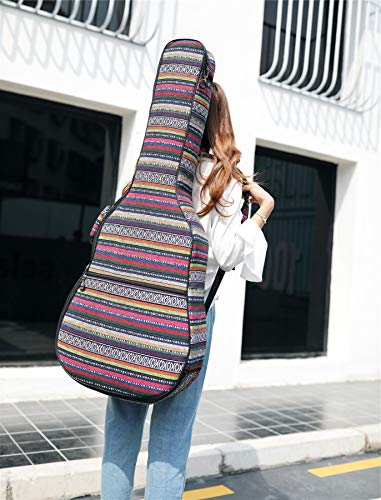 ZHRUNS Guitar Bag Bohemian Acoustic Guitar Case Soft Foam Padded 40/41 Inch Guitar Gig Gag Backpack with Neck Protector Pillow Pad,Dual Shoulder Strap&pocket (Colorful pattern)