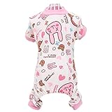 Silvercell Cute Pet Dog Cotton Pajamas Cartoon Pattern Coat T-Shirt Cat Clothes Pink XL