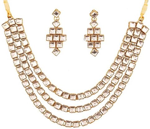 Dazzling Designer Madhuri Dixit Inspired White Kundan Karva Chauth Diwali Big Offer Women Necklace Set Prime Fast Deliver
