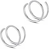 Decentraland 2 PCS 20G Diameter 6mm Silver Double Hoop Septum Nose Ring Cartilage Made with Hypoallergenic Surgical Steel Nose Lip Tragus Earring Ring Piercing Jewelry for Women and Men