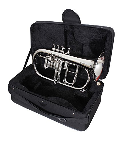 SAI MUSICAL FLUGEL HORN Bb PITCH NICKEL SILVER 4 VALVE WITH FREE HARD CASE + MOUTHPIECE