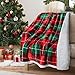 Red Buffalo Plaid Christmas Throw TV Sherpa Blanket 50