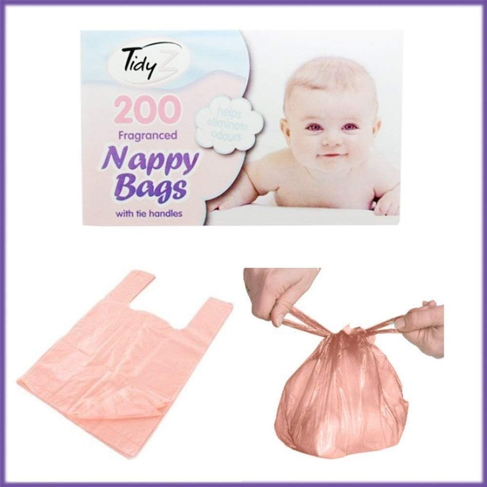 Box 200 Disposable Baby Perfumed Fragranced Hygienic Nappy Bags Sacks Tie Handle Pack of 6 1200 in Total (Large)