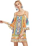 Milumia Women's Tribal Print Kimono Sleeve Geometric Tunic Boho Dress