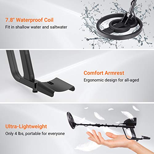 TACKLIFE Metal Detector MMD02, Adjustable Metal Finder (24"45") for