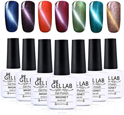 Gel Nail Polish Kit GEL LAB 7pcs Soak off UV LED Magnetic Gel Polish Nail Art Manicure Gift Set 10ml