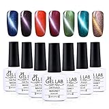 Gel Nail Polish Kit GEL LAB 7pcs Soak off UV LED Magnetic Gel Polish Nail Art Manicure Gift Set 10ml