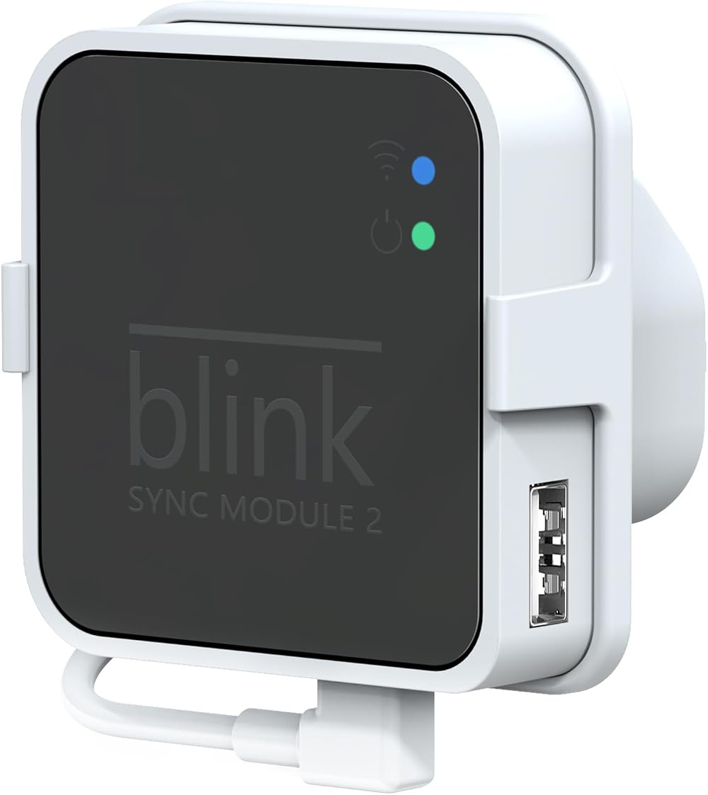 Dunear Outlet Mount for Blink Sync Module 2 White Cardboard Short USB Cable
