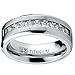 Titanium Men's Wedding Band Engagement Ring with 9 large Princess Cut Cubic Zirconia