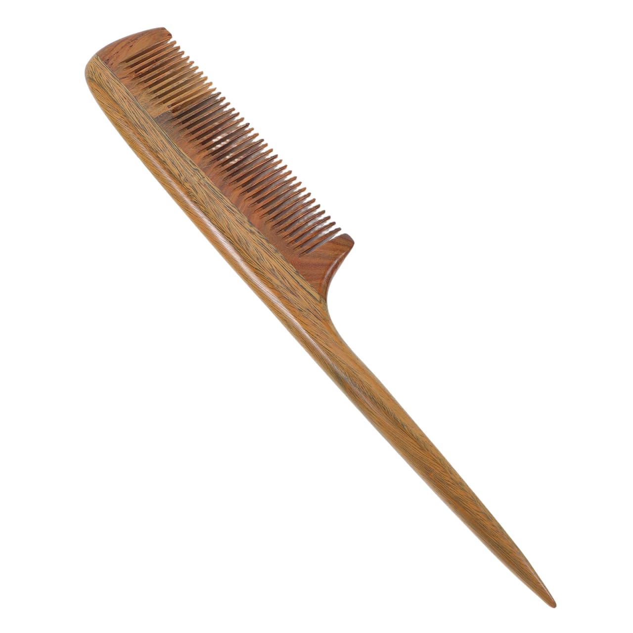 SOLUSTRE Wood Rat Tail Hair Comb No Static Natural Wooden Green Sandalwood Comb Handmade Detangling Fine Tooth Hair Comb With Teasing Tail Handle