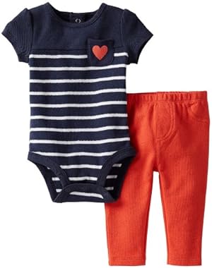 Baby Girl Navy Blue/Red Bodysuit Set