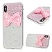 iPhone X Case, Mavis's Diary Luxury 3D Handmade Bling Full Diamonds Lovely Pink Bow with Shiny Sparkle Rhinestone Gems Crystal Clear Full Body Protection Hard PC Plastic Cover for iPhone X Edition
