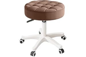 HDHNBA Small Chair Round Rolling Stool with Wheels PU Leather Height Adjustable Swivel Drafting Work SPA Salon Stools Home Office Chair………