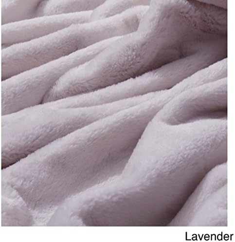 Aurora Home Luxe Faux Fur Throw Blanket and Throw Pillow Cover Set Lavender