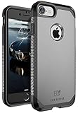 iPhone 7 Case, E LV SHOCK ABSORPTION / HIGH IMPACT RESISTANT Full Body Hybrid Armor Protection Defender Case Cover for Apple iPhone 7 - [GUNMETAL / BLACK]