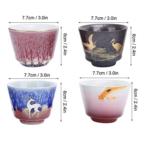 4 Stück/Set Kung Fu Teetasse Handgefertigte Keramikbecher im japanischen Stil Einzigartiges Textur-Design Home Drinkware – Bild 3