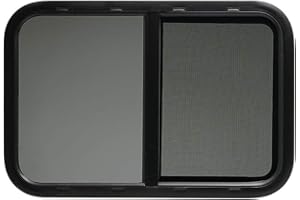 ToughGrade Horizontal Sliding Black RV Window 30" X 20" X 1-1/2" Includes Mounting Ring and Bottom Screen