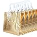Gesodant Bling Glossy Glitter Durable Reusable Grocery Handles Bag Medium Non-woven Gift Shopping Bag Totes Set Of 5 (Gold)