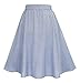 Allonly Women's A-Line High Waisted Button Front Drawstring Pleated Midi Skirt With Elastic Waist Knee Length Blue Small   Medium
