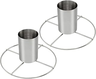 com-four® 2 Hähnchenbräter aus Edelstahl, Grill Geflügelhalter zum Garen von ganzen Hähnchen (02 Stück)